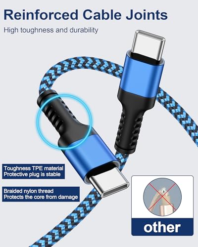 Image of 2Pack USB C to C Charging Cable 3FT Certified Braided iPhone 17 Type C Charger Cord, Apple USB-C Cable Car Fast Charge Cord for iPhone 17 /17Pro Max /Air /17e /16e /16Pro Max /15Pro /15, iPad Pro Air Mini