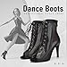 Imagen de YCALCP Botas de Baile Jazz Negro para Mujer Botines Punta Abierta con Cordones Salsa Zapatos de Baile de Salón