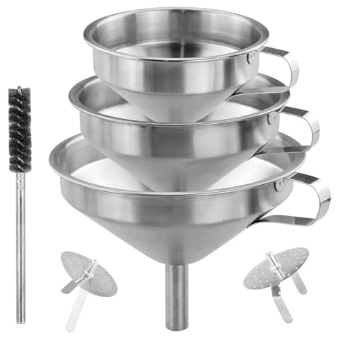 Stainless Steel Funnel Set with Strainers Cover