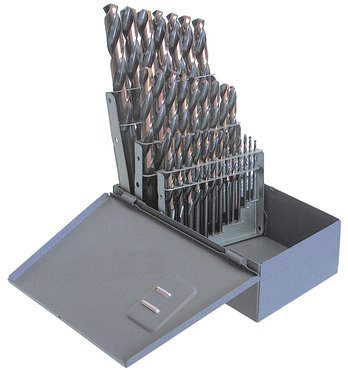 Kodiak Cutting Tools KCT120272 USA Made Jobber Length Drill Set, Heavy Duty, Split Point Style, High Speed Steel, Black Oxide Finish, 135 Degree, 1/16-1/2 x 64ths Size Range
