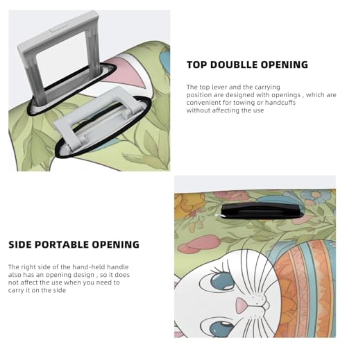 Easter Bunny Floral print Anti-scratch Luggage Cover, Luggage Protective Case, Washable Luggage Cover, Medium, White4