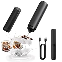 CIRCLE JOY Elektrischer Milchschäumer Wiederaufladbar, Stabmixer mit Doppel-Schneebesen, Tragbarer Milchaufschäumer Stab Handheld Schaumbereiter für Kaffee, Cocktails, Cappuccino, Latte, Schwarz