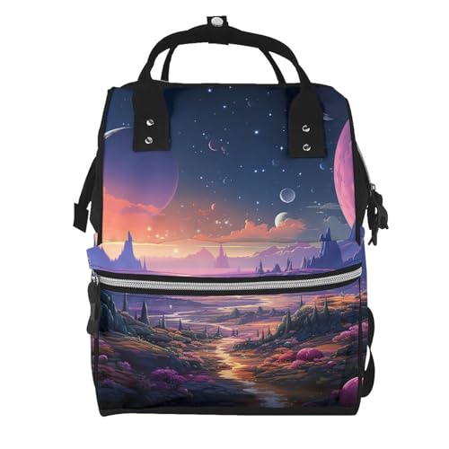 Sac à dos à langer femme rétro coloré de grande capacité