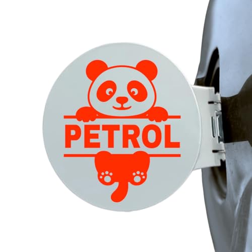 Image of Panda Petrol Sticker for Car - Waterproof Vinyl Fuel Tank Decal, Cute Cartoon Animal Petrol Cap Decoration, Durable & Easy to Apply (RED)