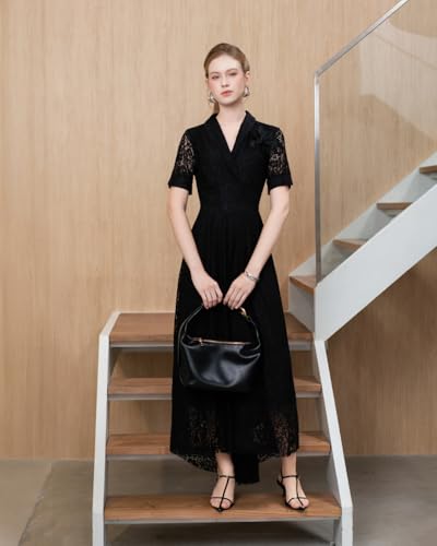 SIXDO G-Black Organza Flared Dress, Spring Summer Party Dress for Women S — view 3