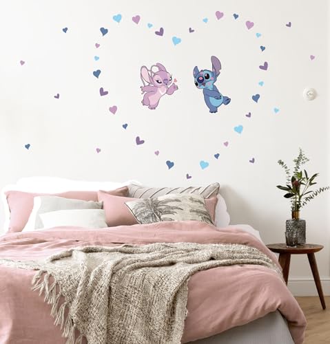 Stitch in Love, Disney, stickers, muraux, stickers mural, decoration murale, chambre d'enfant - 50x70 cm, Coloré