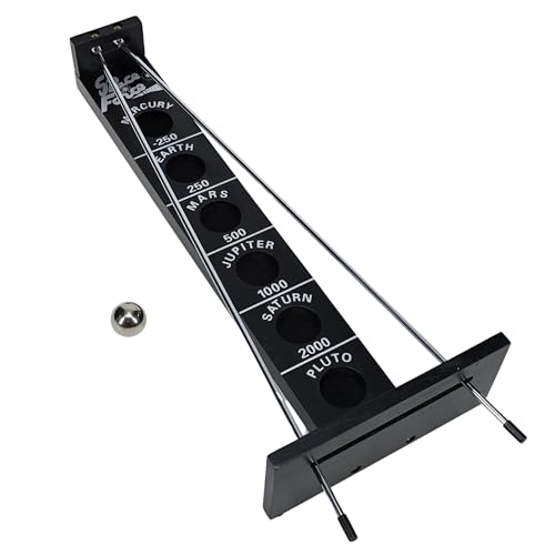 WE Games Shoot the Moon Game, Large 18 inches, Black Stained Solid Wood Board with Metal Ball and Rods, Retro Balancing Game for Family and Bar