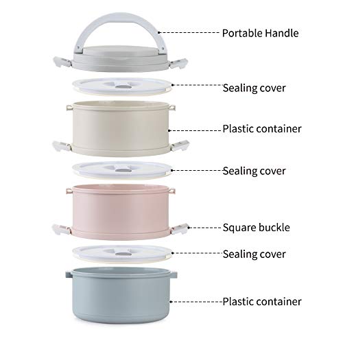 Arderlive Stackable Lunch Box, Leakproof Bento Lunch Box With Lunch Bag& Portable Utensil Set,3 In 1 Reusable Compartment Food Container, Microwave/Freezer Safe(3 Layer) #TOP2