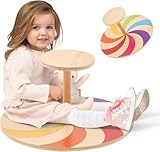 Sensorischer Kinderstuhl, Drehstuhl Für Autismus, Sensorischer Balance Training Sitz, Aus Holz In Regenbogenfarben Karussell, Sensorischer Drehstuhl Training Sitzen Und Drehen Physische Koordination