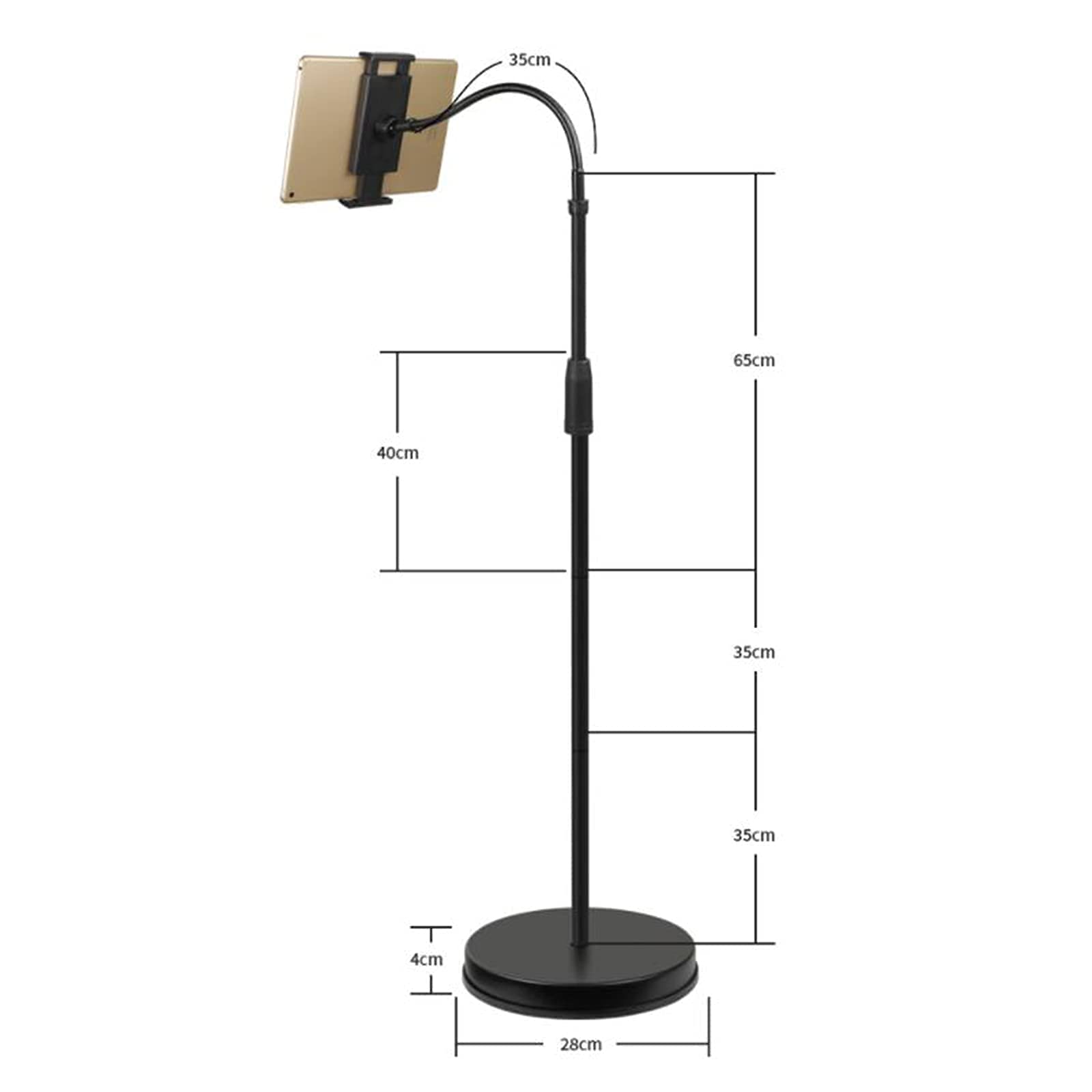 Supporto da Pavimento Supporto da Pavimento per Tablet a Collo di Cigno Supporto per Tablet Supporto Regolabile in Altezza Supporto da Pavimento per iPad/Samsung Tab/iPhone/Switch e disposit