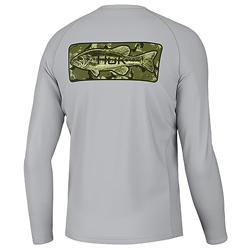 HUK KC Pursuit Camiseta de Manga Larga y protección Solar Camisa Hombre, Bajo el Muelle - Harbor Mist, 3XL