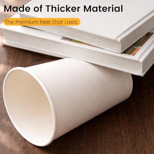 Biotakeware Paper Coffee Cups 12 oz, 100 Pack White Disposable Cups for Hot & Cold Beverages, Sturdy with Leak-Resistant Lining, Ideal for Home, Small Office, Party and Travel - 2