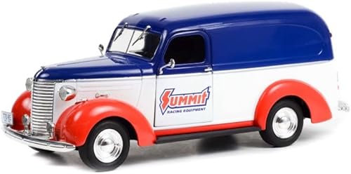 1939 Chevy Panel Truck - Equipo de carreras Summit, rojo - Greenlight 85061 - Coche fundido a presión a escala 124