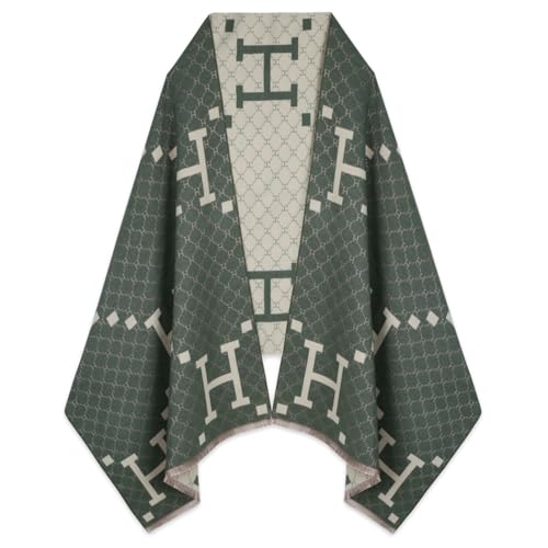 Relang Scarfs for Women Pashmina Silky Shawl Wrap for Evening Dressing Blanket Open Front Poncho Cape Emerald