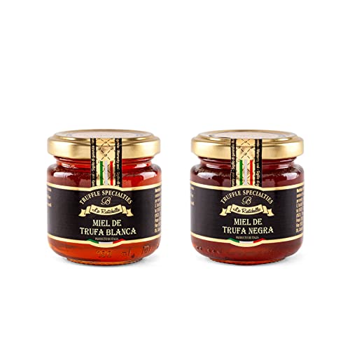 La Rustichella - Set de Miel de Trufa Negra 140g & Miel de Trufa Blanca 140g , Vegano , Sin Gluten , Sin Colesterol - Delicias Italianas Cover
