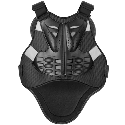 Dorsale Moto Vélo Homme Femme Enfant Armure Pare Pierre Moto Cross Plastron VTT Gilet de Protection Equipement Cyclisme Equitation Extérieur (M, Noir)
