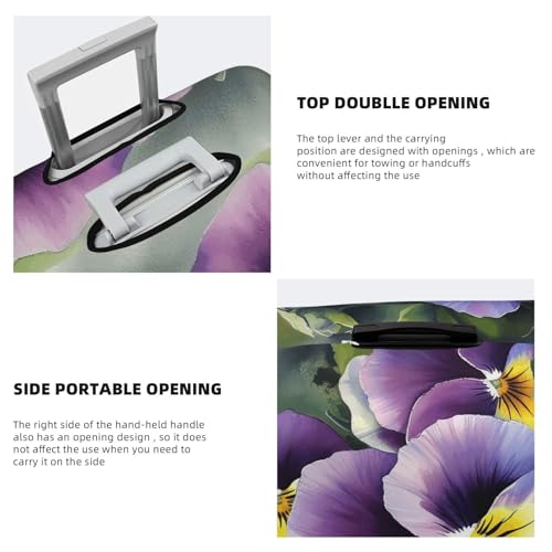 Travel Luggage Cover Pansy Perfection Suitcase Protector Elastic Washable Stretch Suitcase Protector Anti-Scratch Travel Suitcase Cover Fit 18-32 Inch Luggage4