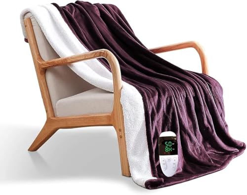 Image of Utopia Bedding Electric Blanket for Double Bed with 6 Heating Levels and 2-10 Hours Time Settings, Flannel to Sherpa Super Cozy Heated Blanket Machine Washable 153x153 cm