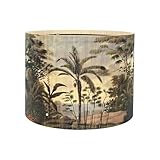 Bamboo Lampshade With Tropical Plants green floral Design, Suitable For Floor Lamps And Desk Lamps, Art deco, Rustic And Elegant, Groovy Unique(11.8 * 9Inch) (Tropical Palm Tree)