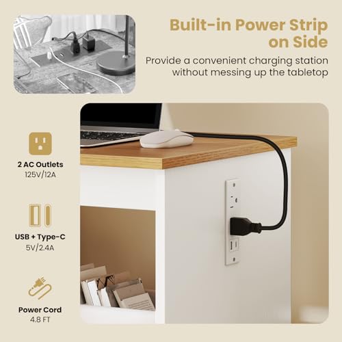 image for Giantex Folding Sewing Table with Charging Station, Rolling Craft Tabl