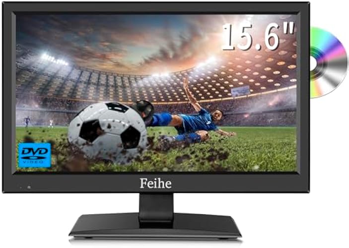 Feihe 15.6 Inch Flat Screen TV with DVD Player Built-in, Small TV-DVD Combo w/ATSC Tuner/HDMI/USB/AV/VGA Input, Watch Television Anywhere for Kitchen Bedroom RV Camper Truck Caravan Boat