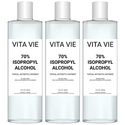 Vita Vie Topical Antiseptic Ointment, 70% Isopropyl Alcohol (16 Ounce - 3-Pack) - Made in Los Angeles