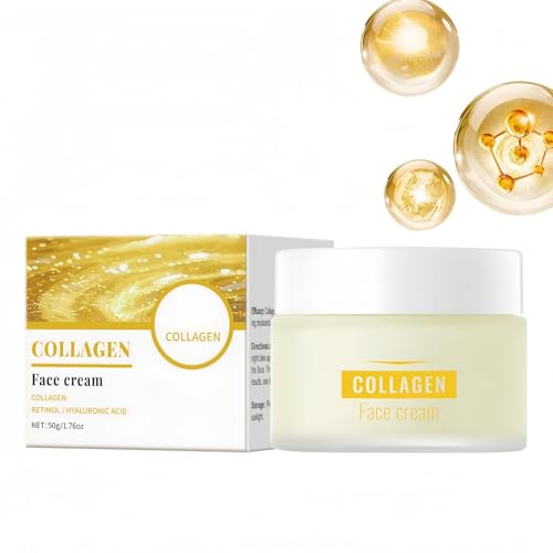 Image of Collagen Face Cream with Retinol & Hyaluronic Acid,Vitamin C Serum & Retinol Serum for Face,Anti-Aging Day & Night Moisturiser Face Cream for Women,Korean Skincare,Mature Skin,50g