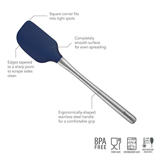 Tovolo Flex-Core Stainless Steel Handled Spatula Heat-Resistant & Bpa-Free Silicone Turner Head, Cast Iron & Non-Stick Cookware, Dishwasher-Safe, Deep Indigo #TOP28