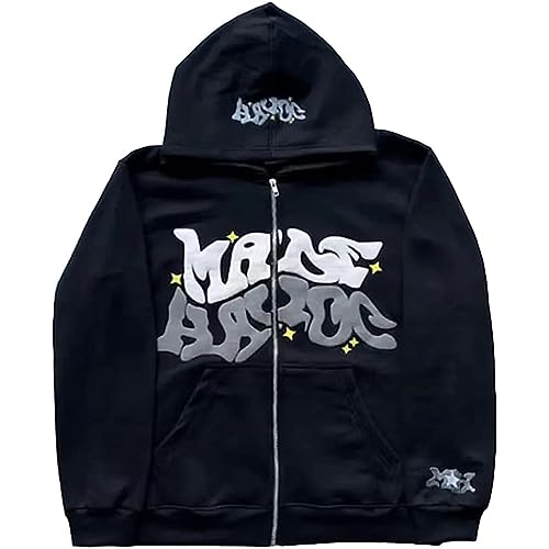 GOZYLA Damen Herren Y2K Jacke Zip Up Hoodies Goth Brief Graphics Harajuku...