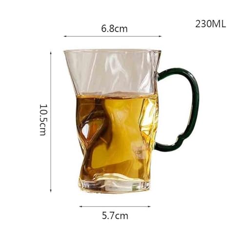 Taza de vidrio resistente al calor con asa verde que no quema 3
