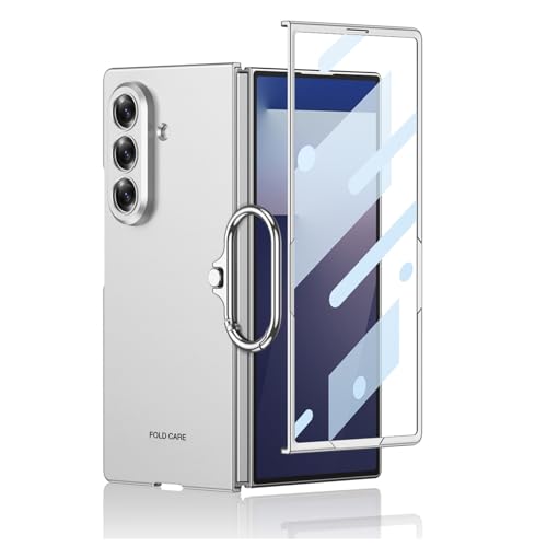 Coque Samsung Galaxy Z Fold 7 anti-poussière rigide argentée avec béquille arrière