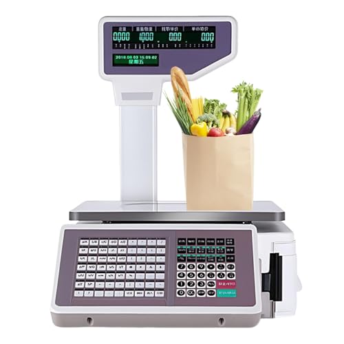 Báscula comercial con impresora de etiquetas y doble display