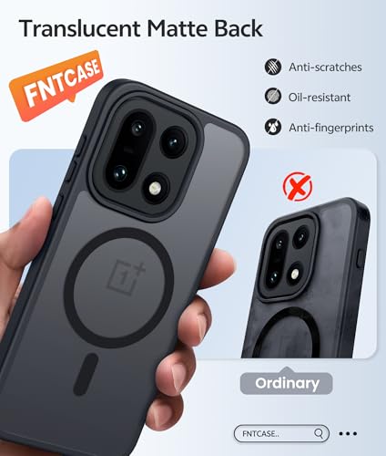 Image of FNTCASE for Oneplus 15 Case: Magnetic Matte Translucent Frosted Slim Shockproof Cell Phone Cover | Durable Screen Protector | Military Grade Protection Drop Proof Protective Cases, 6.78 inches