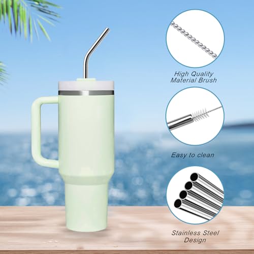 Luxoraiova 6 Stück Wiederverwendbare Edelstahl Strohhalme 31cm für Stanley Cup 30oz/40oz – Lebensmittelechte 304 Metall Trinkhalme mit 1 Reinigungsbürsten, Spülmaschinenfest & Umweltfreundlich