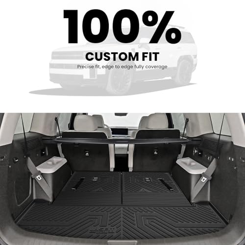 Image of LASFIT Cargo Mats for Hyundai Santa Fe 2026 2025 2024 (Fit Gas & Hybrid) | All Weather TPE Custom Fit Cargo Trunk Mat & Backrest Mats Accessories, Black