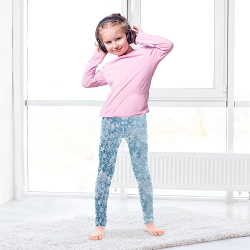 Winter Snowflake Blue Girls Casual Leggings for Kids Printed Long Pant Bottoms Stretch and Soft4