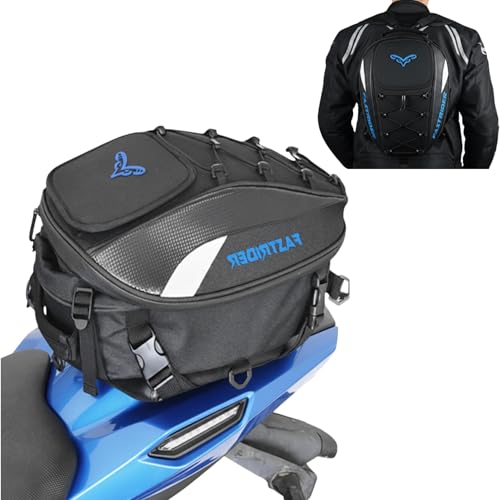 Alforge Traseiro Bolsa Moto Universal + Capa Impermeável 37L À Prova D'água Motocicletas (Azul)