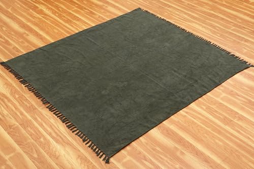 Tapis en coton imprimé noir 180x240 cm pour salon bohème