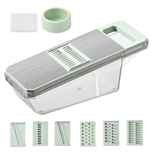 Affettaverdure | Affettaverdure | Tritatutto da cucina in acciaio inox e multifunzionale con contenitore, mandolina affettatrice e grattugia per formaggio per cipolla carota e aglio