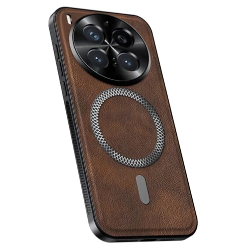 Image of for vivo X300 Pro 5G Magnetic Case PU TPU PC Phone Back Cover with Metal Lens Frame - Brown