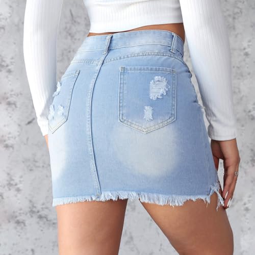 Denim Skirt Women Casual Mini Skirt Mid Waist Mini Dress Denim Skort Slim Fit Jean Skirts Summer Jean Skort with Pockets4