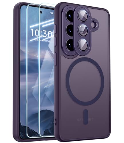 JAME Magnetic for Samsung Galaxy S26+ Plus Case Fits MagSafe 2 Screen Protectors Integrated Camera Lens Protector Shockproof Protection Galaxy S26+ Phone Case Slim Translucent Matte Cover Purple