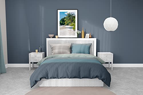 DILIOS Premium Bettwäsche 135x200, 100% Atmungsaktive Angenehme Baumwolle mit Reißverschluss, Renforcé Türkisblau Blau Grau Streifen, 2teilig Bettbezug 135 x 200 cm + Kissenbezug 80 x 80 - Image 4