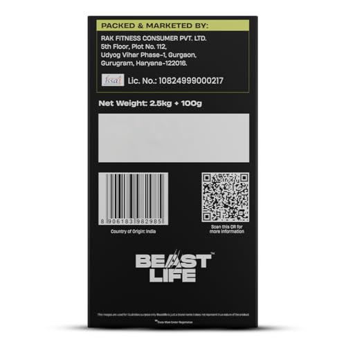 Image of BeastLife High Protein 2.5 Kg Mass /Weight Gainer With 100 Gm Creatine| Belgian Chocolate Gainer| NABL LAB Tested | For Muscle Gain & Fast Growth | Cereal-Based Formula, No Maltodextrin | India's #1 Cereal Based Bulk Gainer
