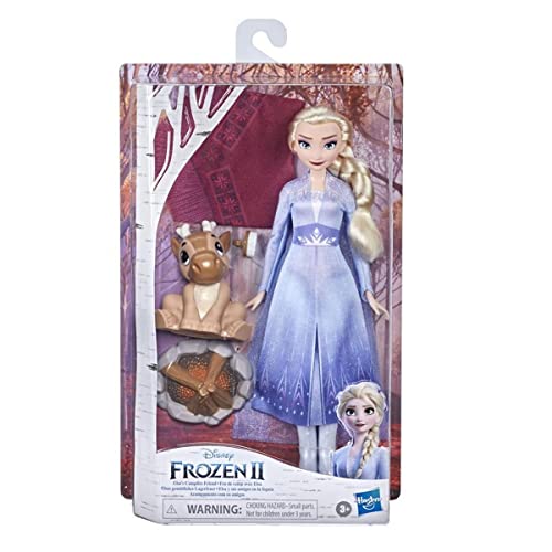 Disney's Frozen 2 - Elsa y Sus Amigos en la fogata - Muñeca de Elsa con Vestido y Largo Cabello Rubio, bebé Reno y Accesorios para muñeca - Juguete para niños y niñas de 3 años en adelante