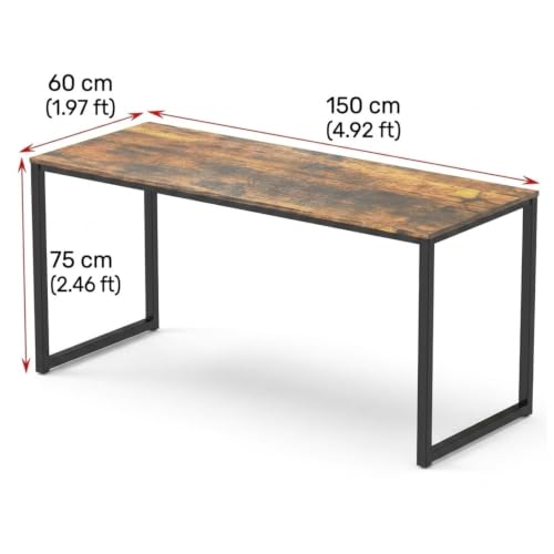 Image of Computer Desk for Home | Wooden Study Table for Work, Study | Wooden Study Table for Home | Workstation Desk for Laptop PC | Rustic Brown | 150 x 60 x 75 cm