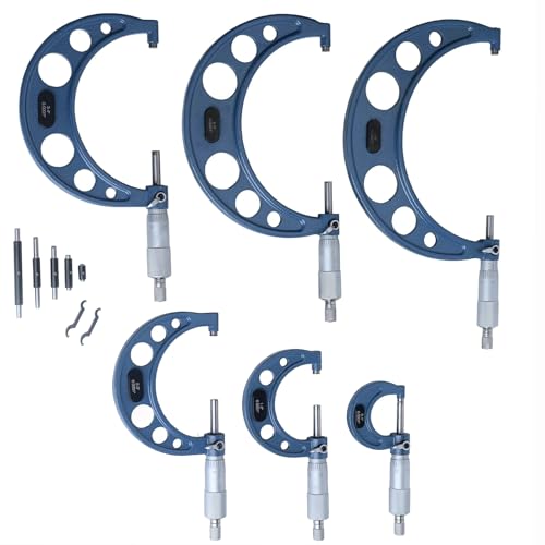 6PCS Outside Micrometer, 6” Micrometer Set, High Precision 0.0001” 0-1