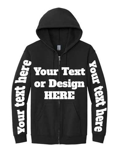 all about me company Personalized Full-Zip Hooded Sweatshirt (US, Alpha, Large, Regular, Regular, Black)