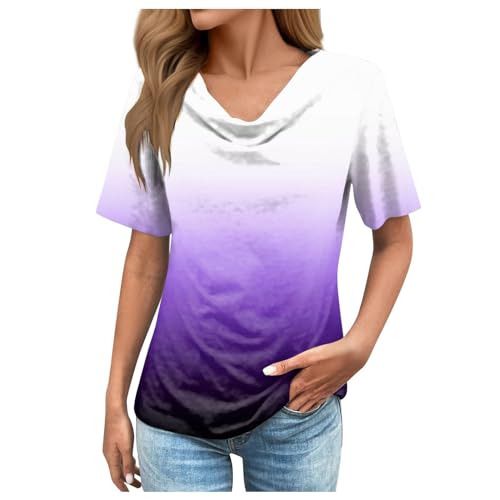 Damen Sommer-Tops Mit Wasserfallkragen - Leichte Blusen Mit Taschen In Lässiger Passform