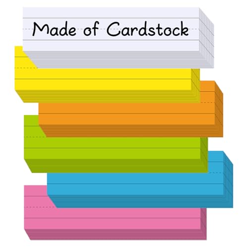 120Pcs Colored Sentence Strips for Teacher Supplies, 3” x 12” Ruled Word Learning Strips for Writing Words (6 Colors)